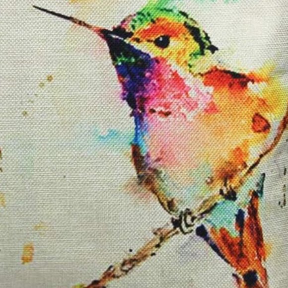 Hummingbird Pair Watercolor Cover 18" Accent Hummingbirds Throw Pillow Birds New - Picture 3 of 5